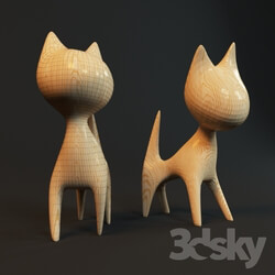 Sculpture - Figurine Wood a cat 