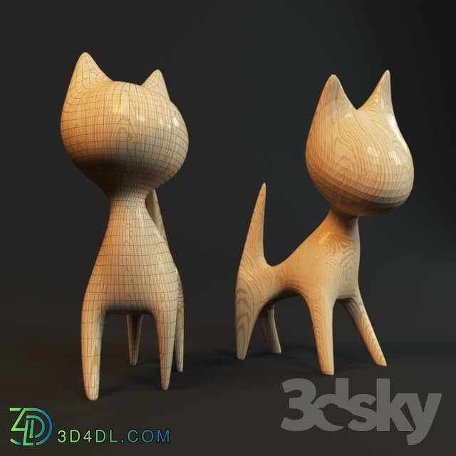 Sculpture - Figurine Wood a cat