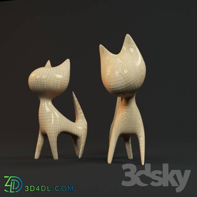 Sculpture - Figurine Wood a cat