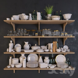 Tableware - Shelves with dishes 