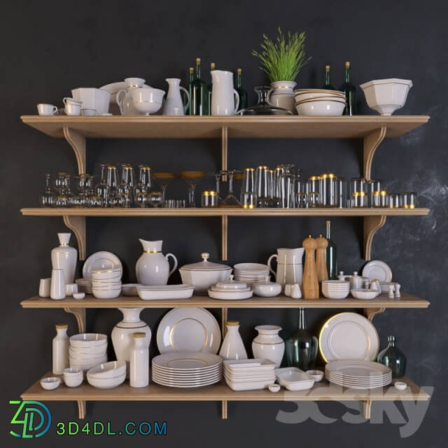 Tableware - Shelves with dishes