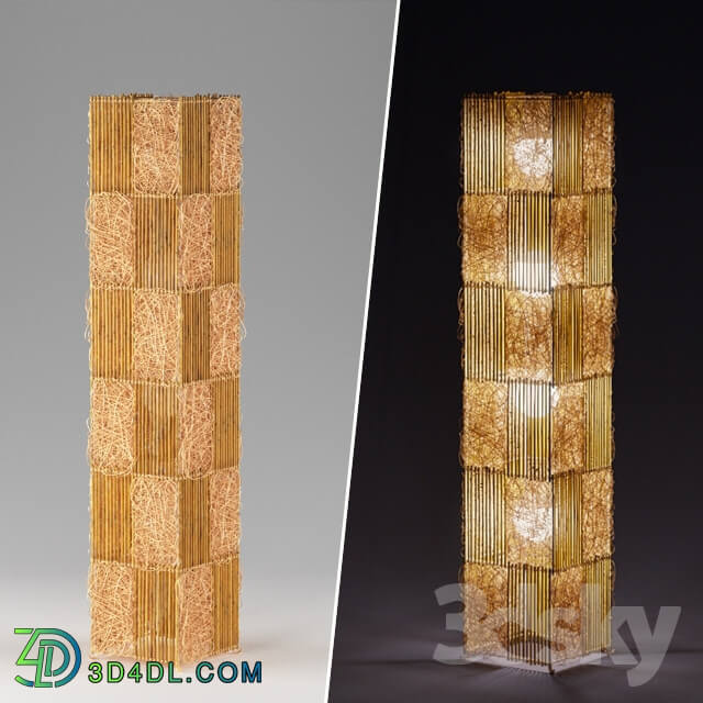 Floor lamp - Bamboo rattan floor lamp