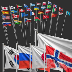 Other architectural elements - Flags of the countries of the world _8 flagpoles_ 32 flags_ 
