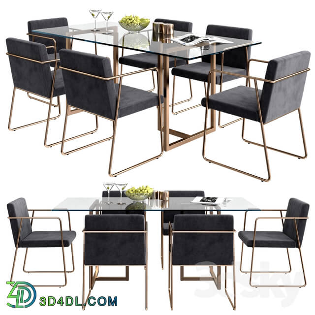 Table _ Chair - CB2 rouka chair _ rectangular dining table