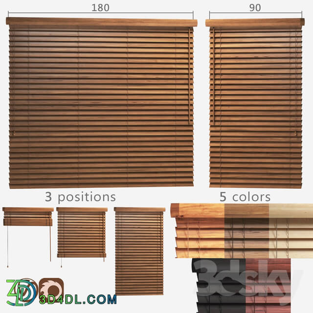 Curtain - Wooden blinds 50mm_ 2 options of width 90 and 180cm