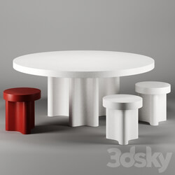 Table _ Chair - AZO dining table and stools by Francois Bauchet and Galerie kreo 