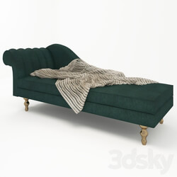 Sofa - green sofa with knitted blanket 