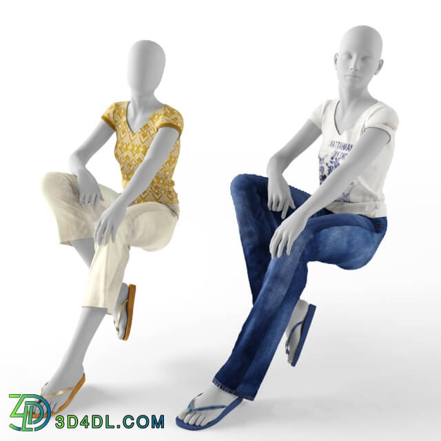 Clothes and shoes - sitting female mannequin