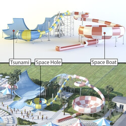 Building - Waterslides_ Tsunami_ Space Hole_ Space Boat. 