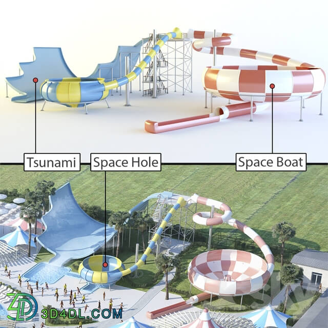 Building - Waterslides_ Tsunami_ Space Hole_ Space Boat.