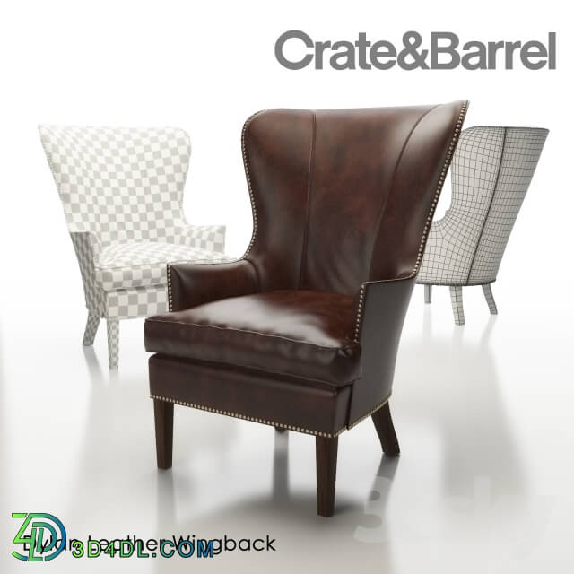 Arm chair - Crate _amp_ Barrel Dylan Leather Wingback Chair