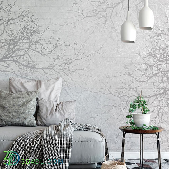 Wall covering - Creativille _ Wallpapers _ Branches and bricks 4790