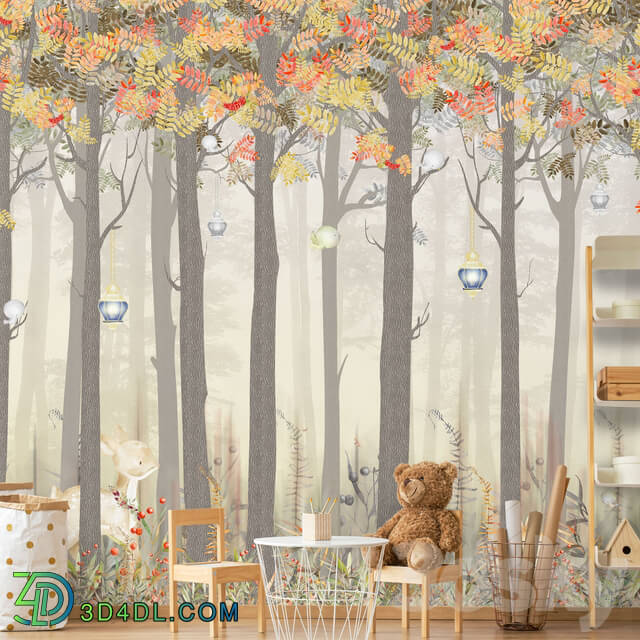 Wall covering - Designer Wallpaper Fairy Foxes