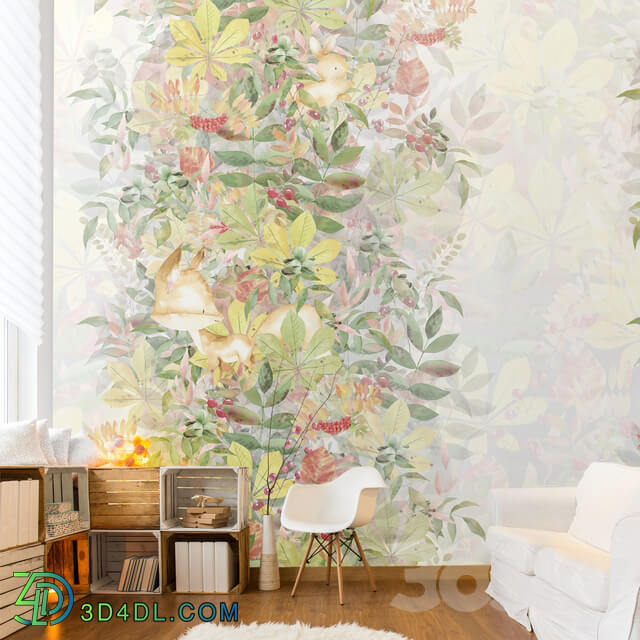 Wall covering - Designer Wallpaper Fairy Foxes