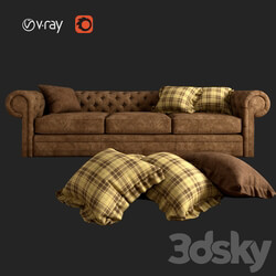 Sofa - Brown leather sofa 