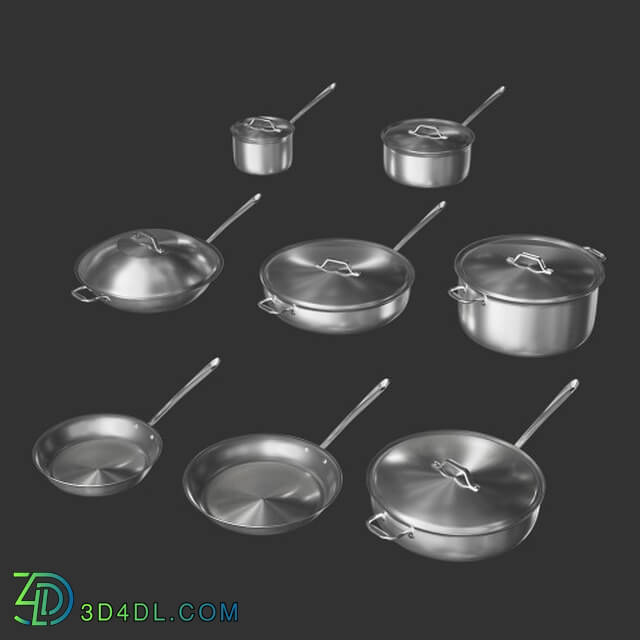 Poliigon Pots And Pans Steel Set _ 001