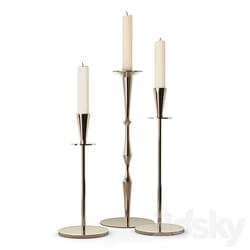 Other decorative objects - Set of 3 Tall Metal Candlestick 
