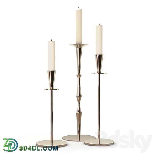 Other decorative objects - Set of 3 Tall Metal Candlestick