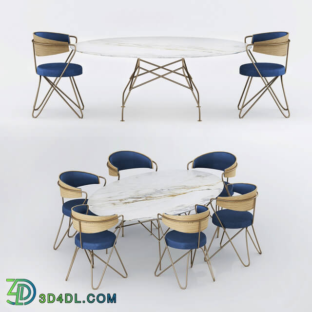 Table _ Chair - kartell table and marmo furniture chairs set