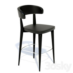 Chair - Black Leather Bar Stool 