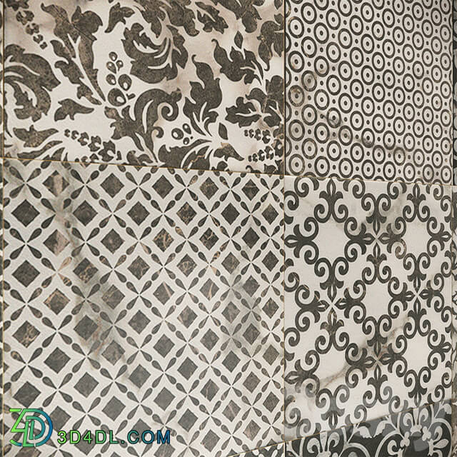 Tile - Damask _ Decor ceramic with multi texture