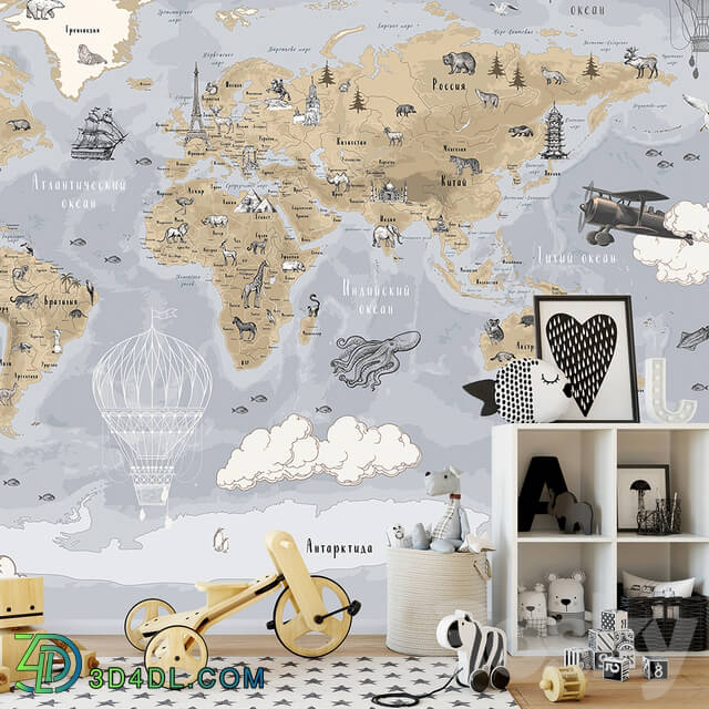 Wall covering - Creativille _ Wallpapers _ Engraving-style map 20620