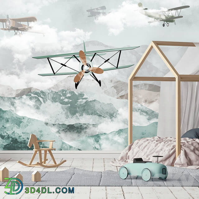 Wall covering - Creativille _ Wallpapers _ Airplanes and Mountains 2270