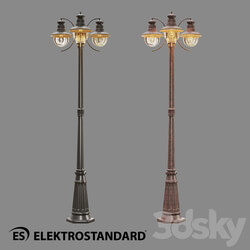 Street lighting - OM Street three-arm lamp on a pole Elektrostandard GL 3002F _ 3 Talli F _ 3 