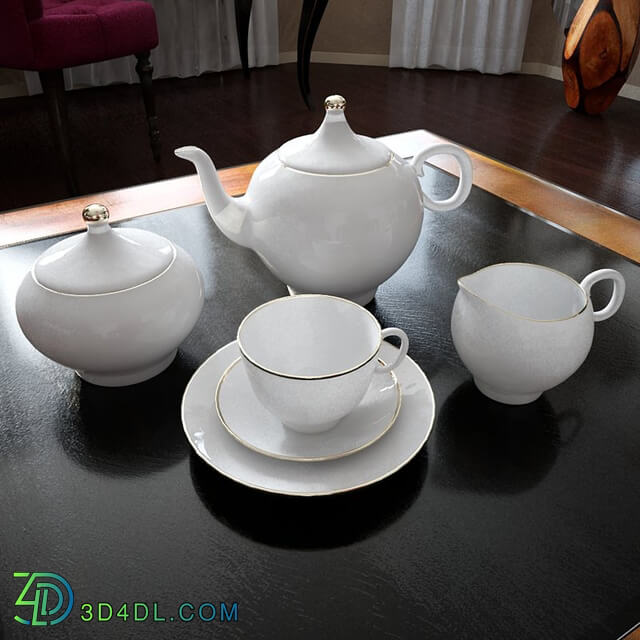 White porcelian tea set 02