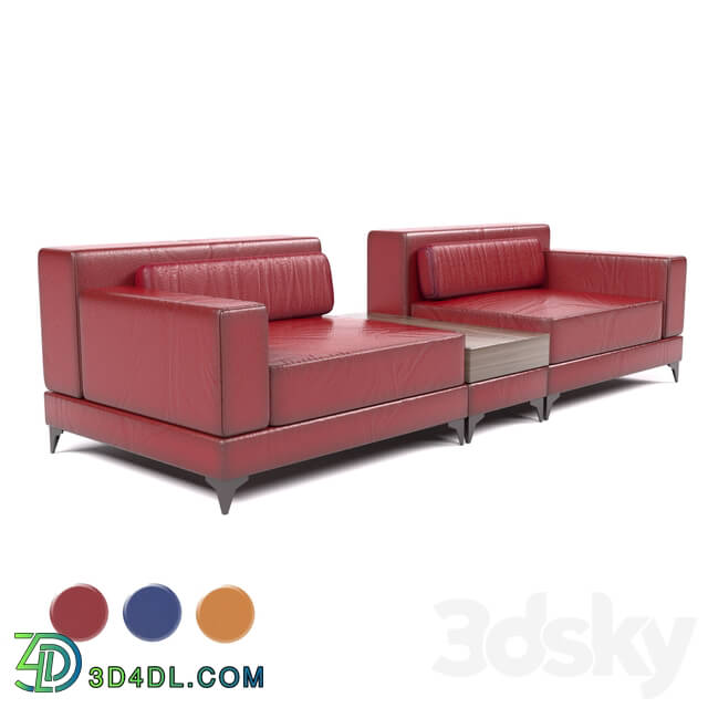 Sofa - Leather Sofa and tea table