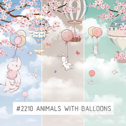 Wall covering - Creativille _ Wallpapers _ 2210 Animals with balloons 
