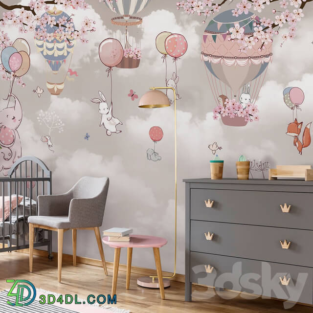 Wall covering - Creativille _ Wallpapers _ 2210 Animals with balloons