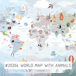 Wall covering - Creativille _ Wallpapers _ 20204 World Map with Funny Animals 