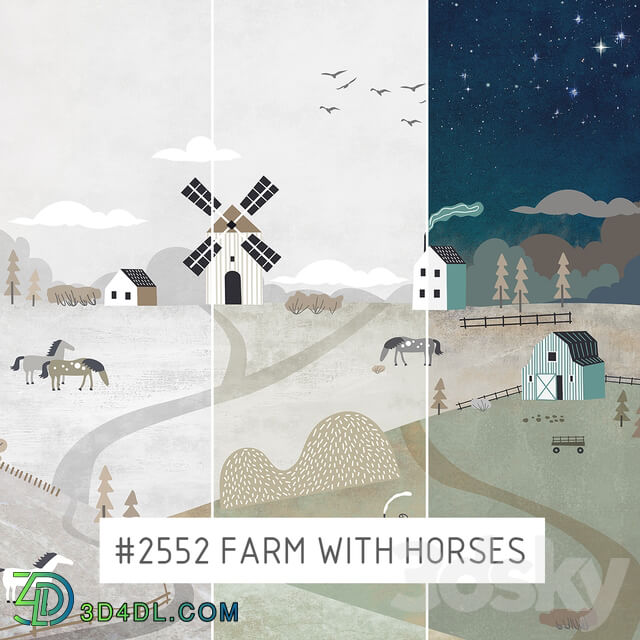 Wall covering - Creativille _ Wallpapers _ 2552 Farm with horses