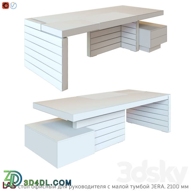 Table - OM Office table for the head of JERA 2100 mm _open front panel_ with small stand_