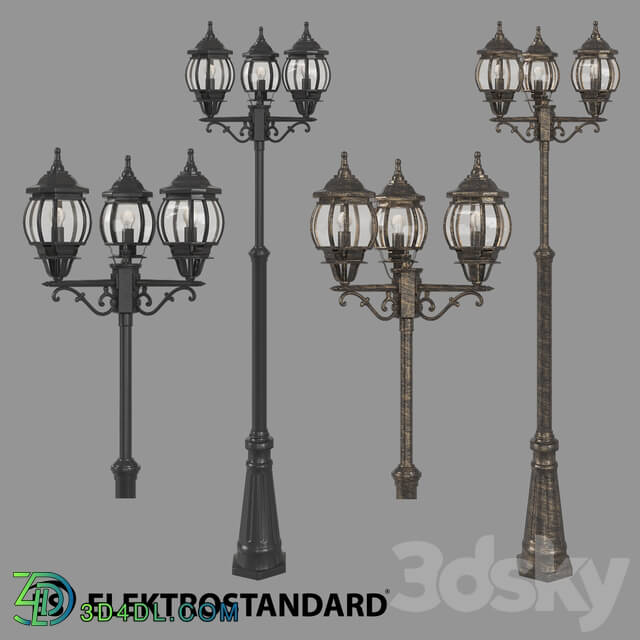 Street lighting - OM Street three-arm lamp on a pole Elektrostandard NLG99HL005