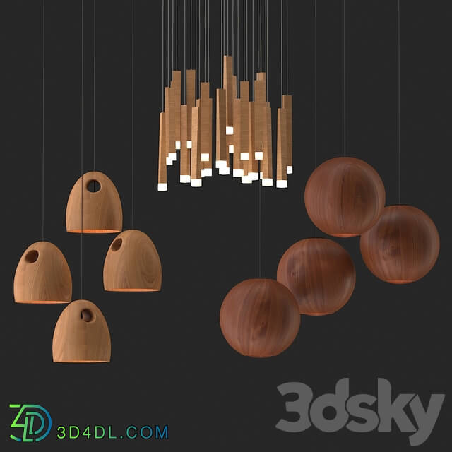 Chandelier - three wooden pendant lamps