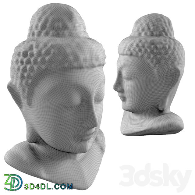 Sculpture - Buddha Head Gypsum Decor