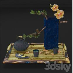 Decorative set - Japanese tea and Ekibana tray 