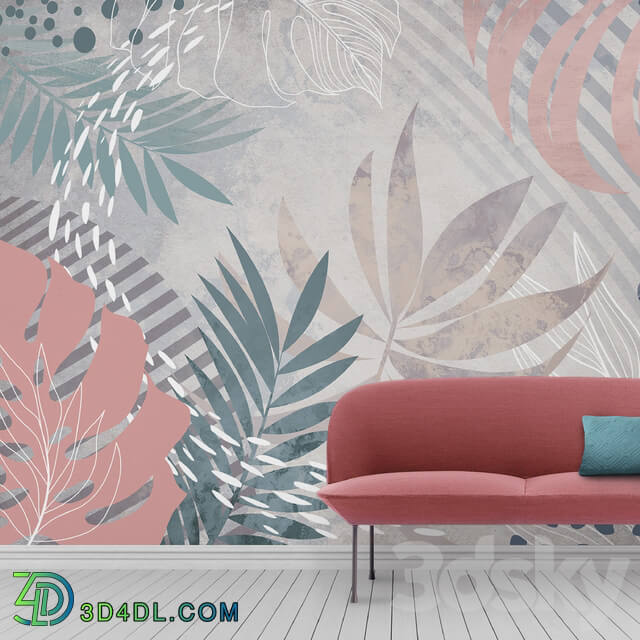 Wall covering - Creativille _ Wallpapers _ 4521 Freehand Tropical Leaves