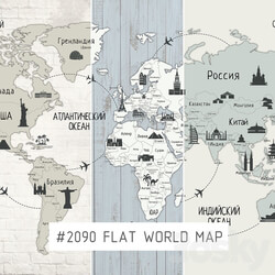 Wall covering - Creativille _ Wallpapers _ 2090 flat world map 
