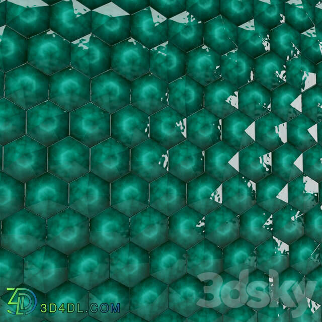 Turquoise Ceramic tile hexagon pyramid Corona