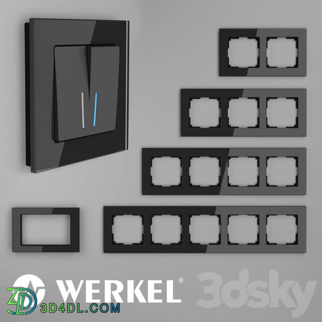 Miscellaneous - OM Glass frames for sockets and switches Werkel Favorit _black_