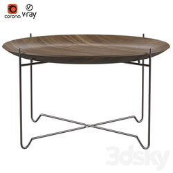 Table - metal stand wooden tray table 