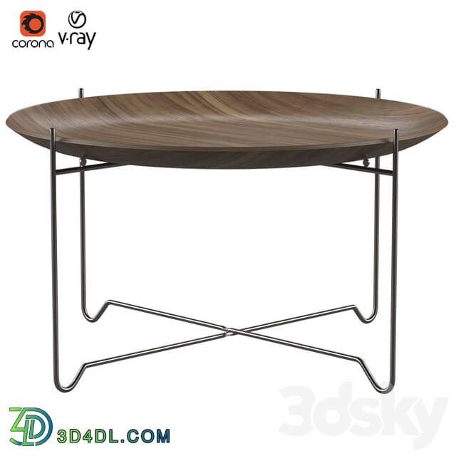 Table - metal stand wooden tray table