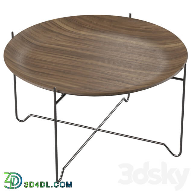 Table - metal stand wooden tray table