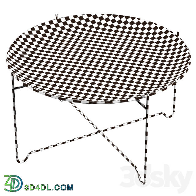 Table - metal stand wooden tray table