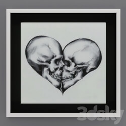 Frame - picture skull-heart 