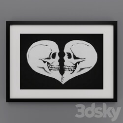 Frame - picture skull-heart 2 