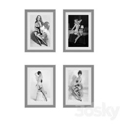 Frame - Black and white retro paintings 